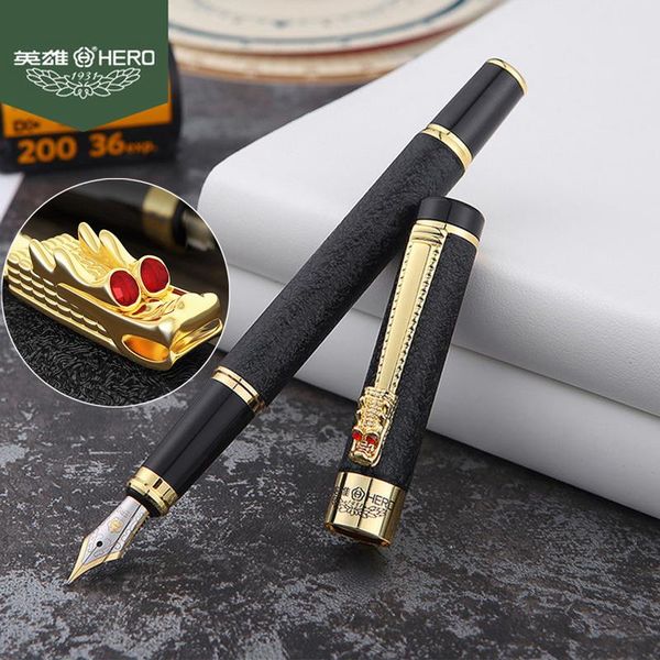 

fountain pens 2021 arrival brand hero pen metal dragon clip business fast writing