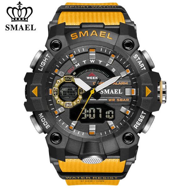 SMAEL Moda Mens Militar Sports Watches Top Marca Luxo Quartzo Waterproof Watch Homens LED Digital relógio de pulso Relogio Masculino X0524