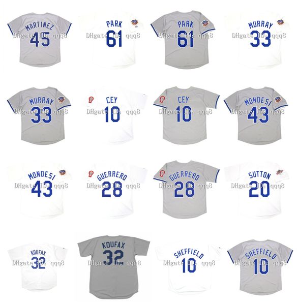 

1981 retro chan ho park jersey 32 sandy koufax 45 pedro martinez 33 eddie murray 10 ron cey 43 raul mondesi pedro guerrero don sutton sheffi, Blue;black