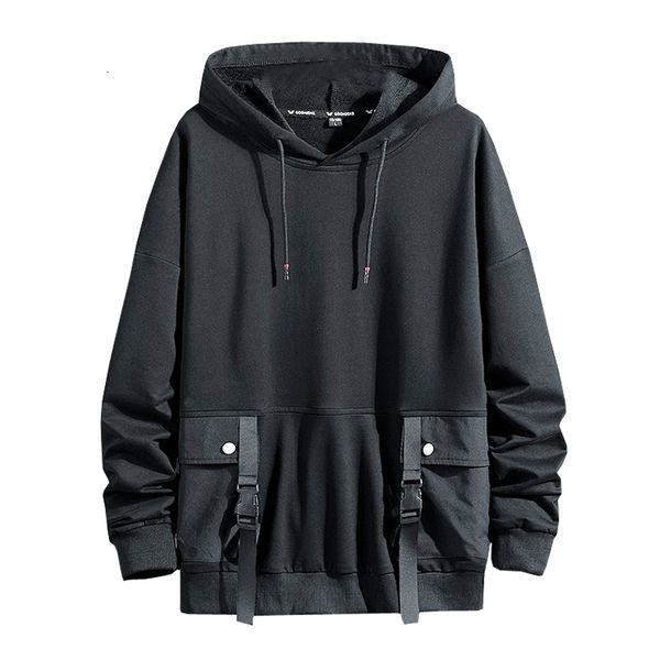 

men's hoodies & sweatshirts sweatshirt 2021 new spring streetwear hoodis hip hop ribbons black hooded tracksuit pullover outwears