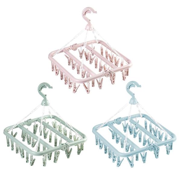 

Drying Hanger 32-Clip Rotatable Premium PP Plastic Foldable Socks Clip Clothes Home Storage Holder Hangers & Racks