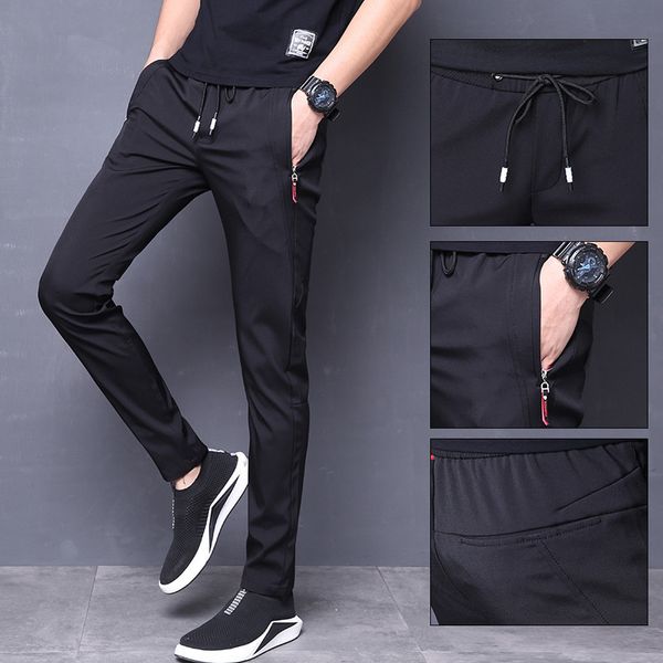 

2021 summer casual pants men's ice silk quick drying sports fashion, Black