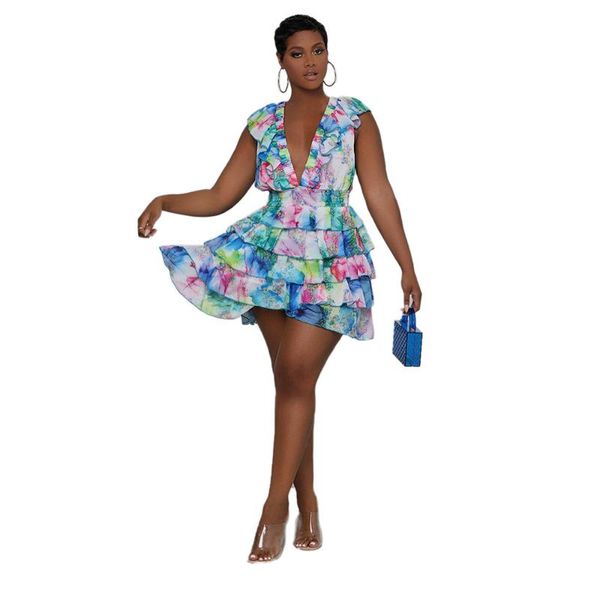 

women's wool & blends s9626 nightclub trend ruffle print dress, Black