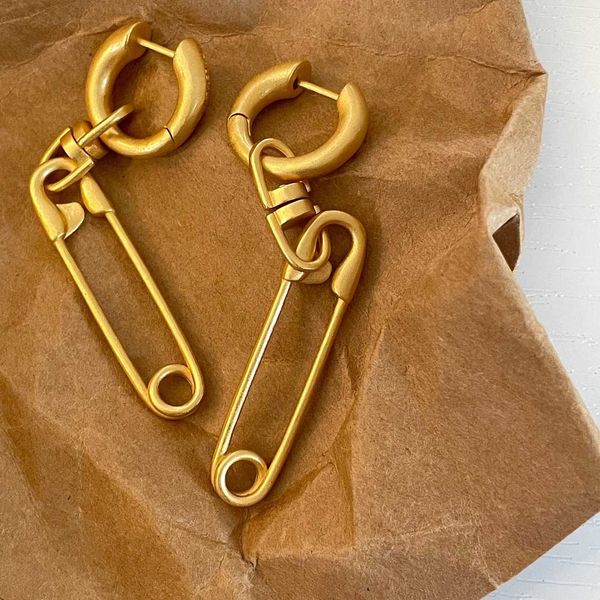 

metal brass frosted texture pin long new earrings feminine g5-8, Silver