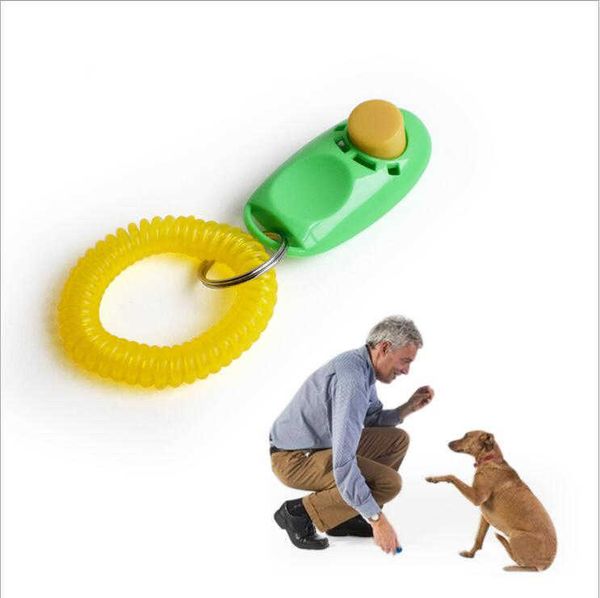 

11 Colors Wholesale Dog Button Clicker Training Pet Sound Trainer With Wrist Band Aid Guide Click Trainings Tool Train Puppy Cat Horse