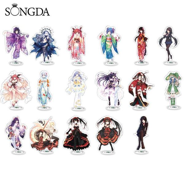 

keychains anime date a live acrylic stand keychain itsuka kotori tokisaki kurumi figures model plate cosplay desk decor teens accessories, Silver