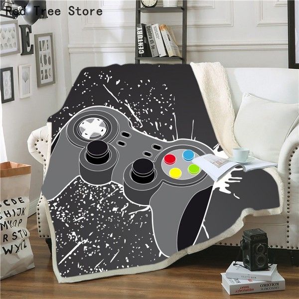 Kids Gaming lance cobertor multi tamanho moderno vr gamer flannel cobertores para meninos meninas adolescentes jogador jogador gamepad sofá plush capa