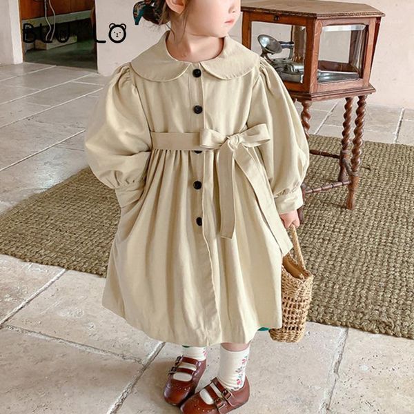 

jackets 2021 autumn fashion children kids trench coats long sleeve baby outerwear for girls clothes england style girl windbrearker1, Blue;gray