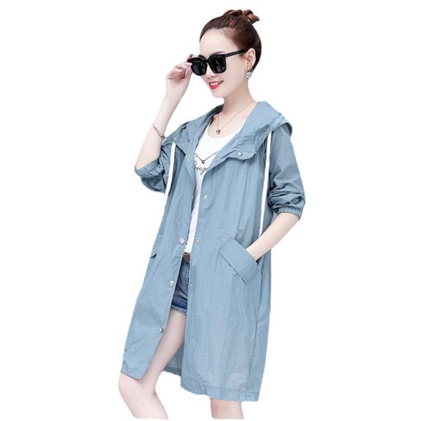 

women's jackets tide spring summer windbreaker women loose hooded thin long jacket coat female waterproof sun-protection outwear, Black;brown