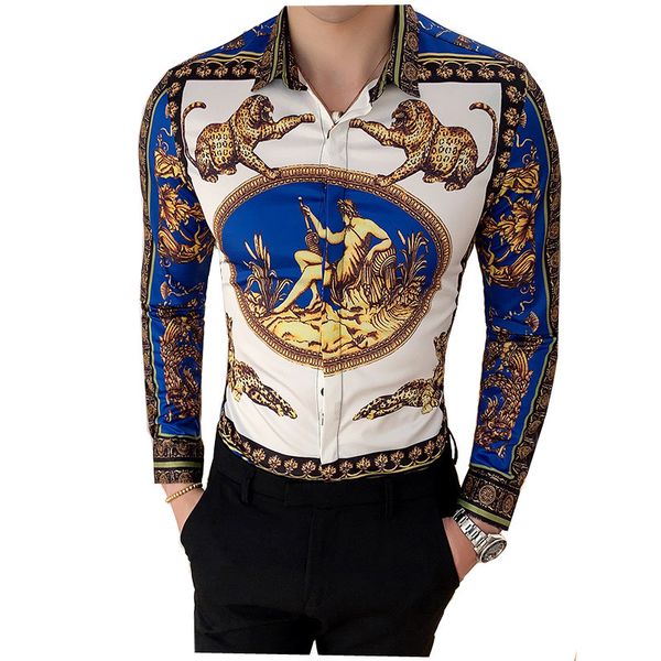 

men's shirts gold leopard print shirt sleeves thin suit s dress from the men's club g3xs, White;black