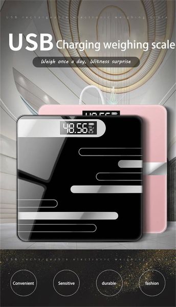 

digital weight scale bathroom floor body glass smart electronic scales usb charging lcd display weighing home & kitchen