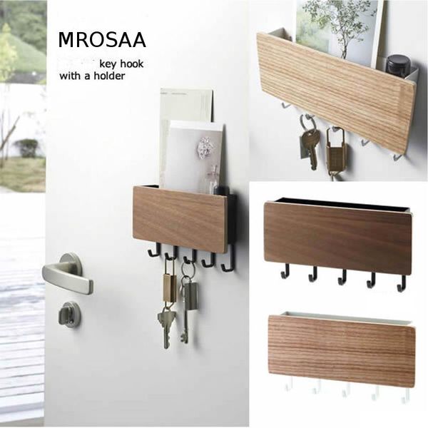 

hooks & rails wall-hung type wooden decorative wall shelf sundries storage box prateleira hanger organizer key rack wood