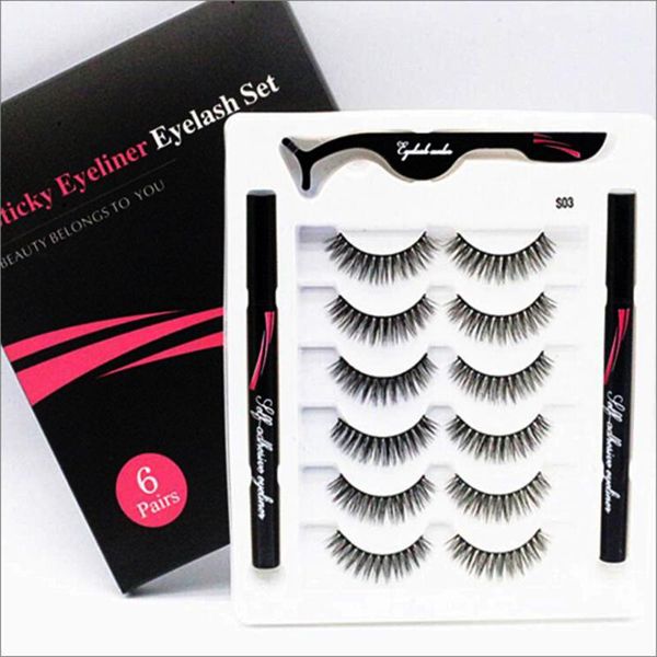 

mixed eyeliner eyelashes 6 pairs glue-set 2 magnet 3d factory direct supply false