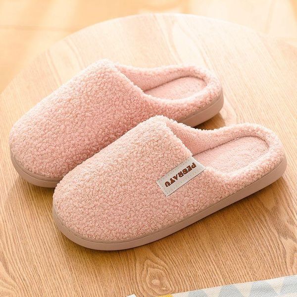 

winter fashion womens slippers indoor non-slip couples cotton floor warm plush soft bottom female causal flats big size, Black
