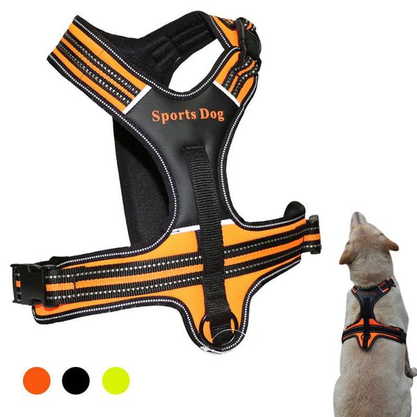 

dog collars & leashes reflective nylon large pet harness outdoor adventure vest adjustable safety vehicular lead for dogs
