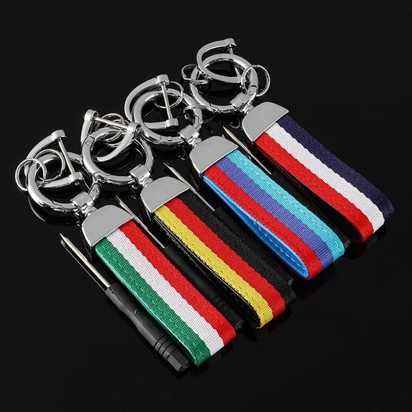 

keychains webbing car keychain key ring chain pendant interior decoration germany italy united kingdom 3color flag metal keyring gift, Silver