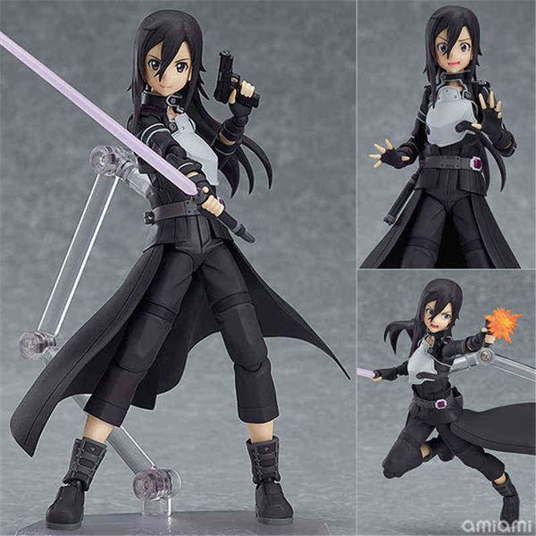 

anime sword art online kirigaya kazuto figma 248 kirito pvc action figure collectible model kids toys doll 15cm aa220311