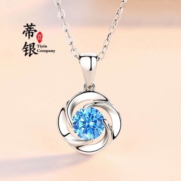 

s925 silver clover necklace temperament heart of the sea, Black