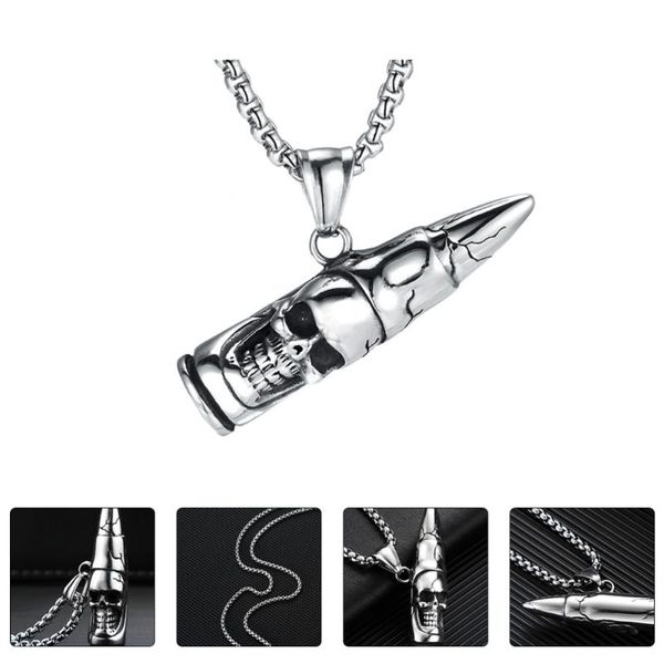 

pendant necklaces 1pc man's head necklace stylish stainless steel neck chain, Silver