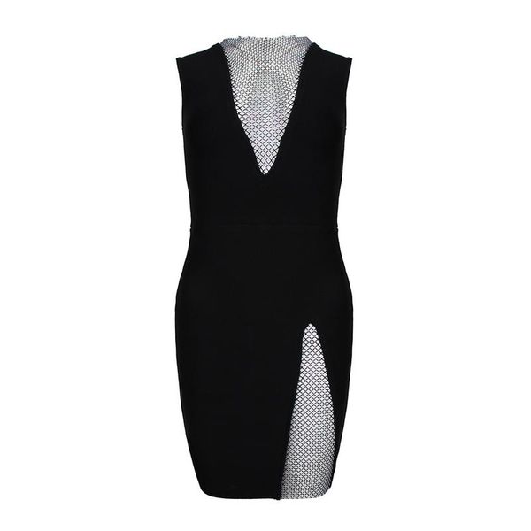 

casual dresses women's summer o-neck mesh diamond red black mini elegant stitching evening party bandage dress, Black;gray