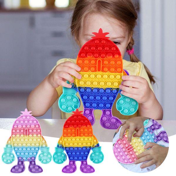 

new big size rainbow cactus chess board games push bubble fidget sensory toys stress relief toy anti stress dimple fidget toys r13