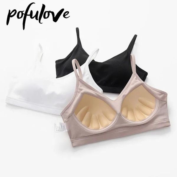 

bras teen girl cotton bra seamless push up wireless underwear solid simple brassiere women bralette sleep sports crop, Red;black