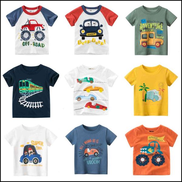 

kids boys clothes 100% cotton short sleeve t shirts car bus cartoon children 2 3 4 5 6 7 8, Blue