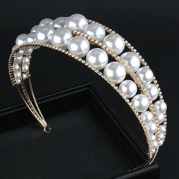 

earrings & necklace classic bridal wedding hair accessories crown rhinestone pearl head band gold headdress gift, Silver