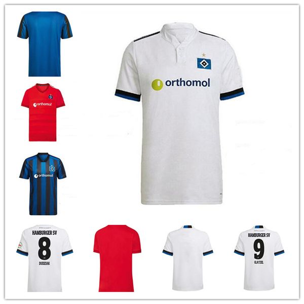 

21 22 hamburger sv soccer jerseys home white vagnoman onana leibold reis kittel glatzel dudziak 2021 2022 hsv men+kids kit football shirts u, Black;yellow