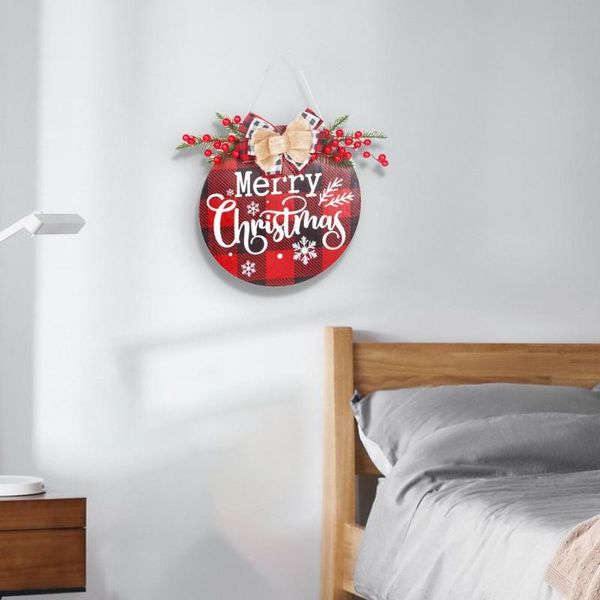 Flores decorativas grinaldas bem -vindo da porta Bening Bening Print Christmas Placa de madeira Placa Great Decor