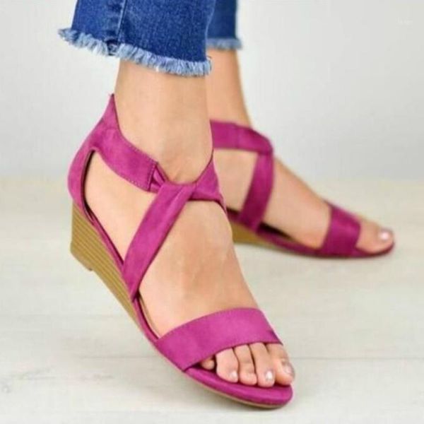 

dress shoes 2021 women summer sandals wedges gladiator woman fashion casual platform zip sandalias mujer plus size 35-43, Black