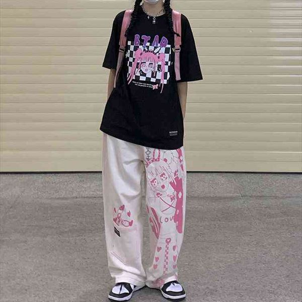 

straight leg pants women bottoms pants sweatpants korean style street all-match wide leg work, Black;white