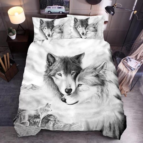 

bedding sets wolf cute animal set dog cat printing kids lovely gift luxury duvet cover comforter bed linen  king size