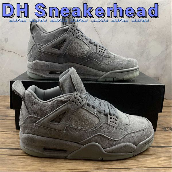 

quality kaws 4 4s mens basketball shoes jumpman iv grey suede designer sports sneakers size us7-13, Black