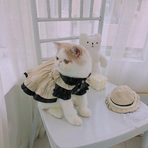 

pet cat cotton skirt dress with hat costumes