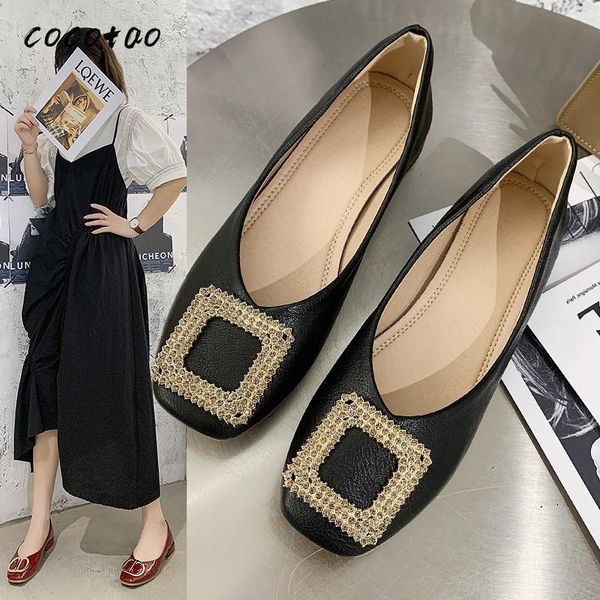 

dress shoes square head grandma women thick heel retro style single shallow mouth soft bottom low professional work, Black