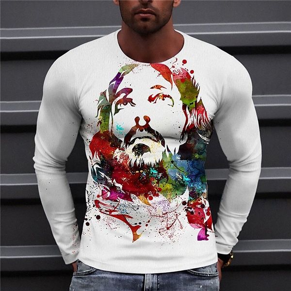 

men's t shirt 3d print graphic prints human crew neck daily holiday print long sleeve casual designer big and tall white y9m8#, White;black