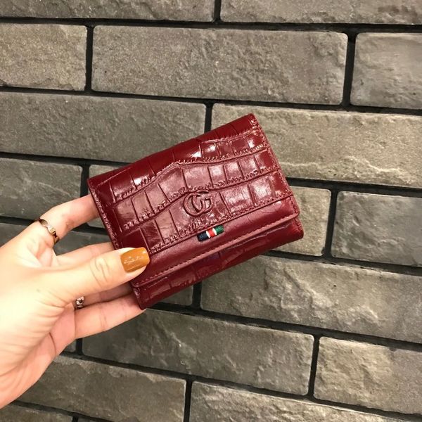 

factory outlet luxury handbags and storage r ancient g letter c same women's short buckle layer cowhide leather stone pattern three