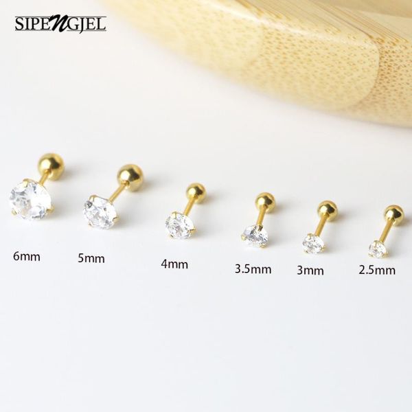 

stud sipengjel fashion stainless steel ear earrings crystal zircon piercing for women jewelry gift 2021, Golden;silver