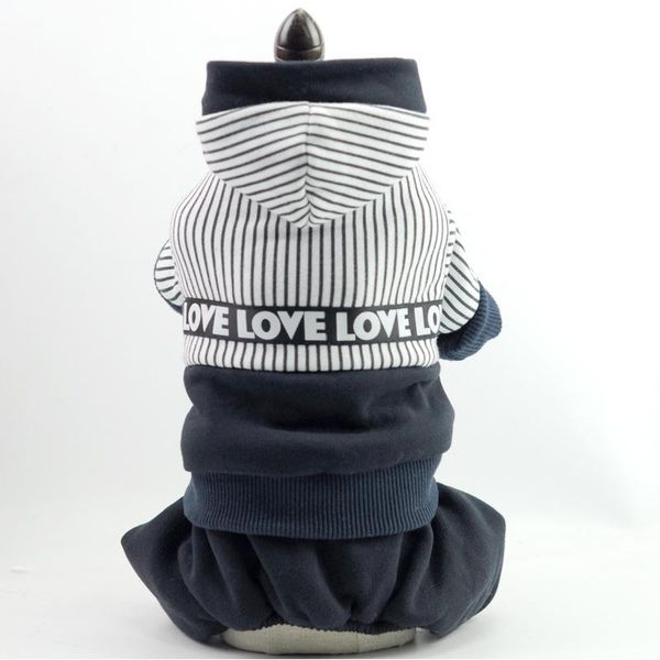 

dog apparel striped pet jumpsuit hoodie cat puppy coat jacket winter warm clothes