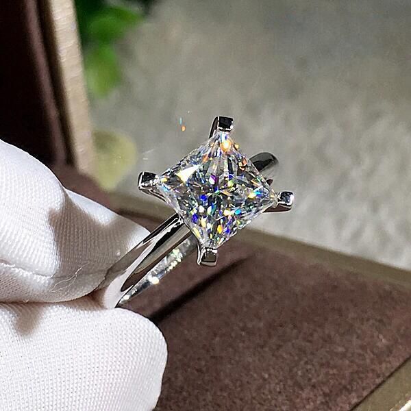 

wedding rings 2021 jewellry for women crystals white square zircon ring wholesale, Slivery;golden