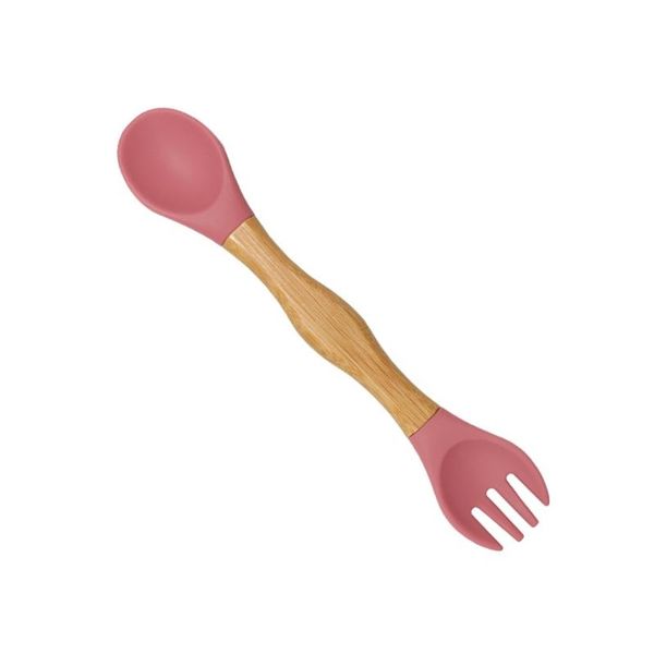 

cups, dishes & utensils t8nd baby silicone double-headed fork spoon wooden handle toddlers infant learning feeding accessories tableware