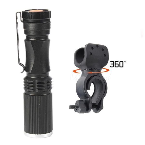 

mini v25 xp-e led 3w 240lm rechargeable torch light + 360 degrees mount for outdoor flashlights torches