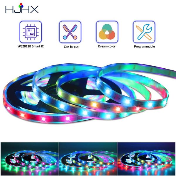 

strips 1m 2m 3m 4m 5m ws2812b led strip 30leds/m dc5v ws2812 rgb rope lights ws2811ic individually addressable light for bedroom