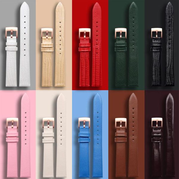 

watch bands fashion soft genuine leather watchband for ar1926 ar11244 ar1909 bracelet female 14mm black green pink red brown wristband, Black;brown