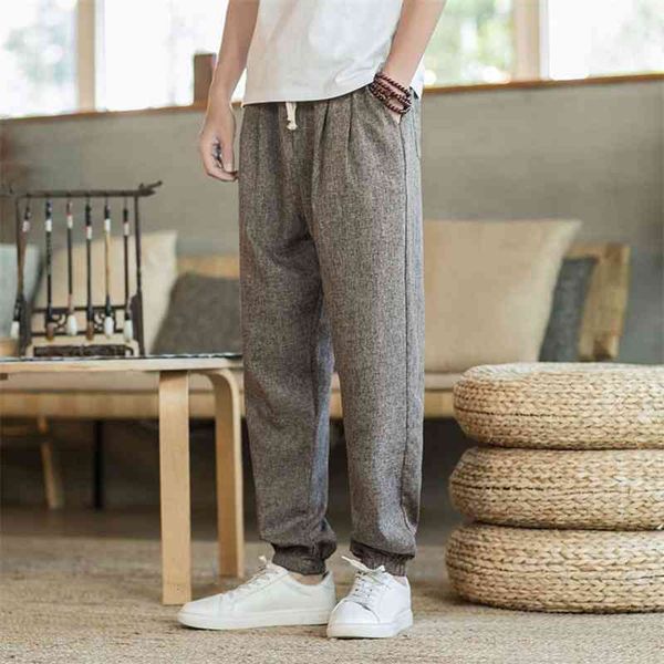 

men's pants summer oversized loose fitting casual chinoiserie cotton hemp tooling harlan l8b6, Black