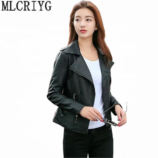 

women's leather & faux spring coat 2021 pu jacket motorcycle black short basic jackets women chaquetas invierno mujer 116