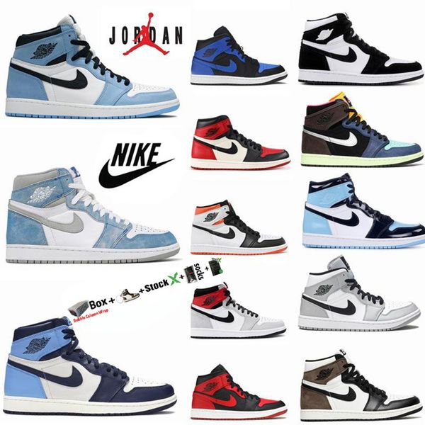 

nike air jordan retro 1s jumpman 1 with box mens basketball shoes obsidian unc university blue hyper royal twist electro orange dark mocha d