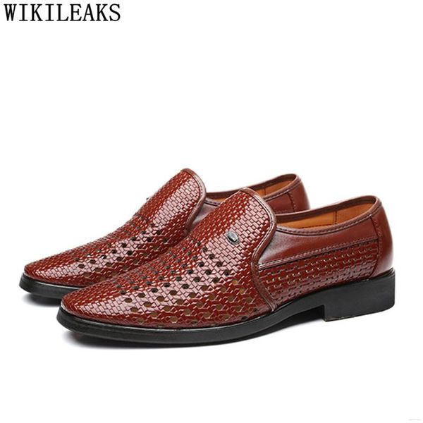 

dress shoes summer business men formal designer brown loafers office coiffeur brand corporate for big size, Black