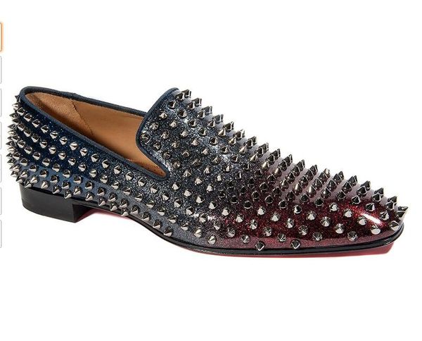 

men's prefer dress flat paris red bottoms spiked oxford shoes mens dandelion genuine leather spikes loafers slip on walking reds sole l, Black